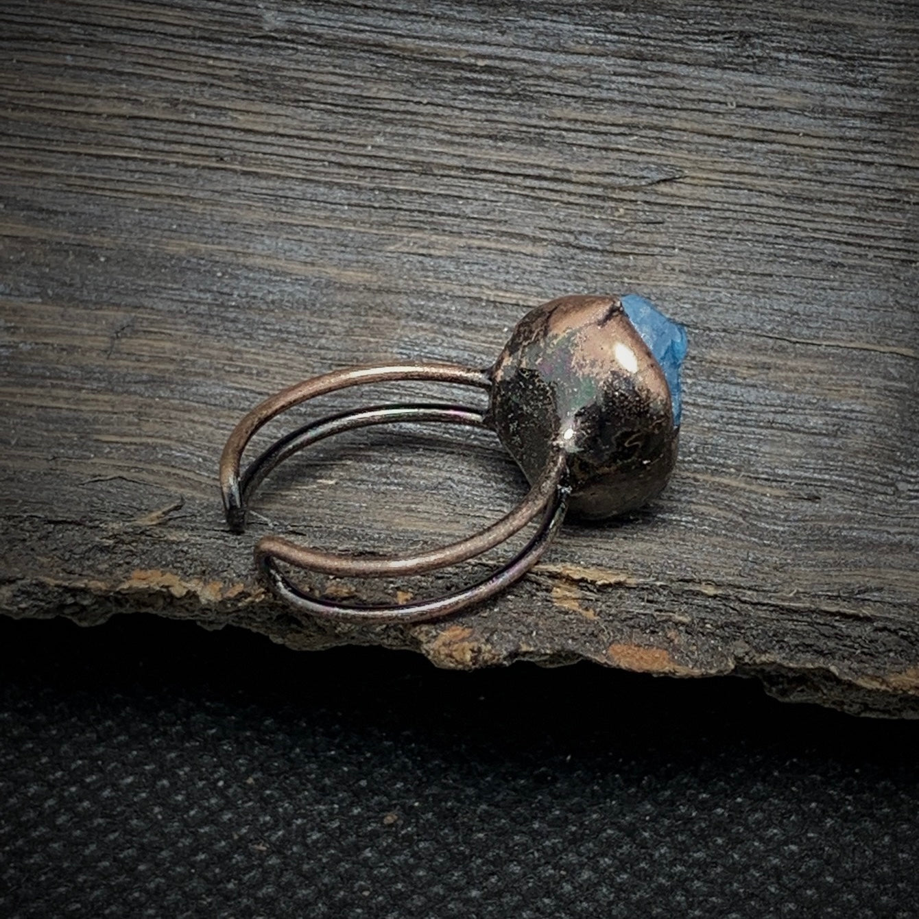 Raw Blue Apatite Adjustable Ring
