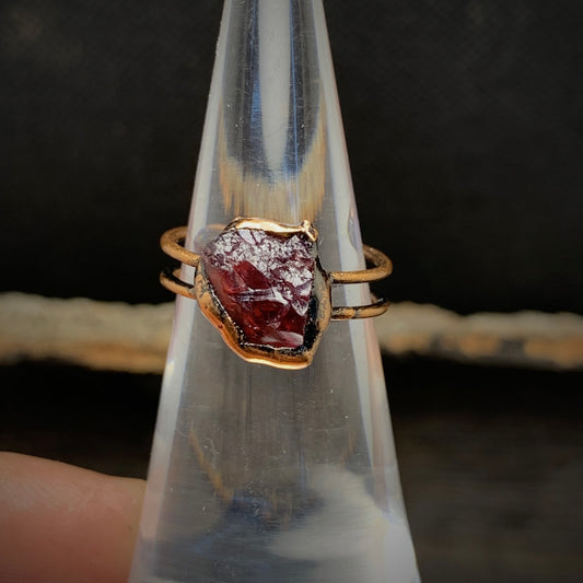 Raw Garnet Adjustable Ring