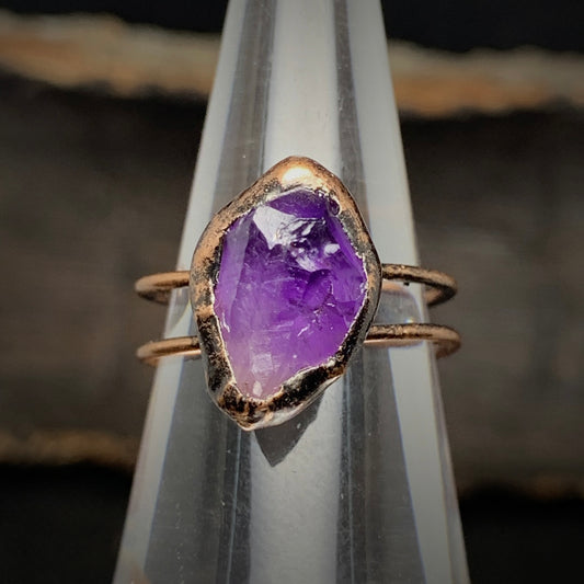 Raw Amethyst Adjustable Ring