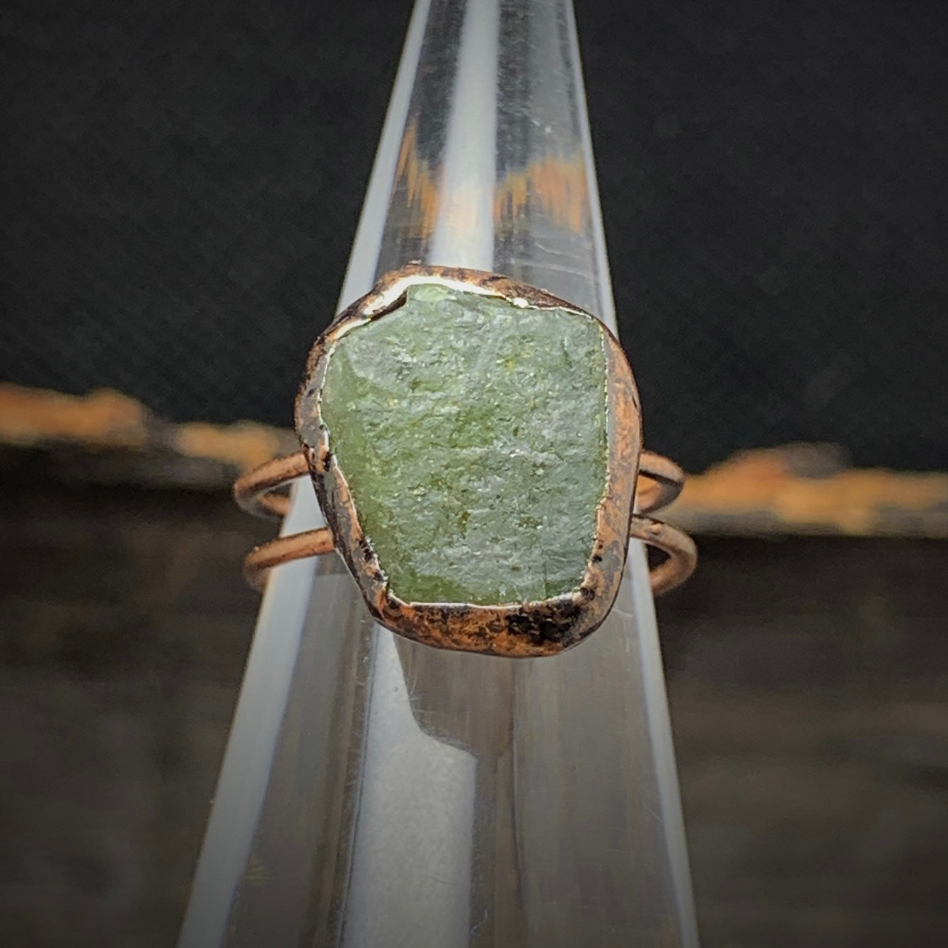Raw Green Apatite Adjustable Ring