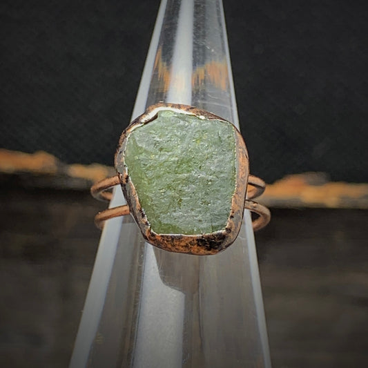 Raw Green Apatite Adjustable Ring