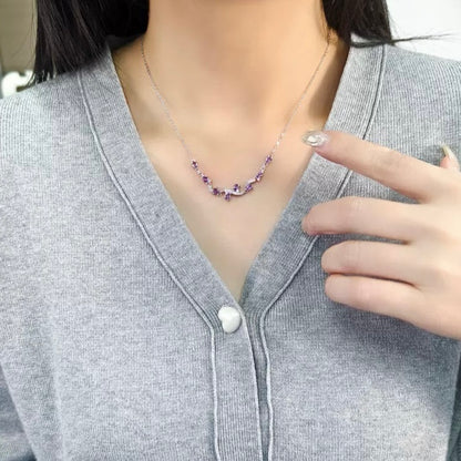 Amethyst Wave Necklace (925 Sterling Silver)