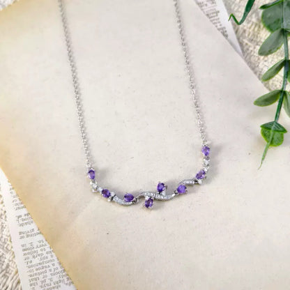 Amethyst Wave Necklace (925 Sterling Silver)