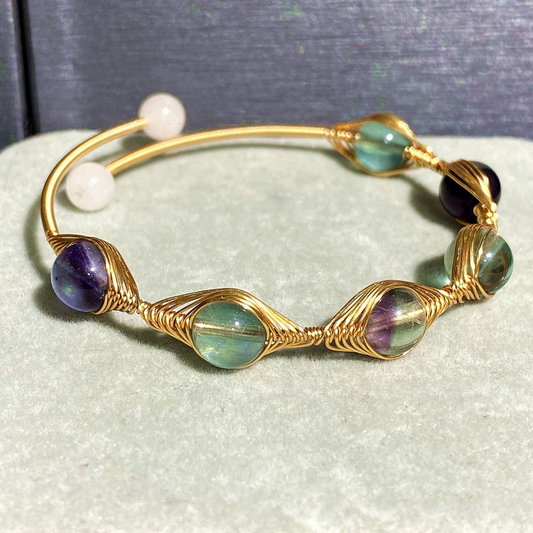 Fluorite Wire Wrapped Cuff Bracelet
