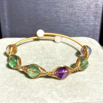 Fluorite Wire Wrapped Cuff Bracelet
