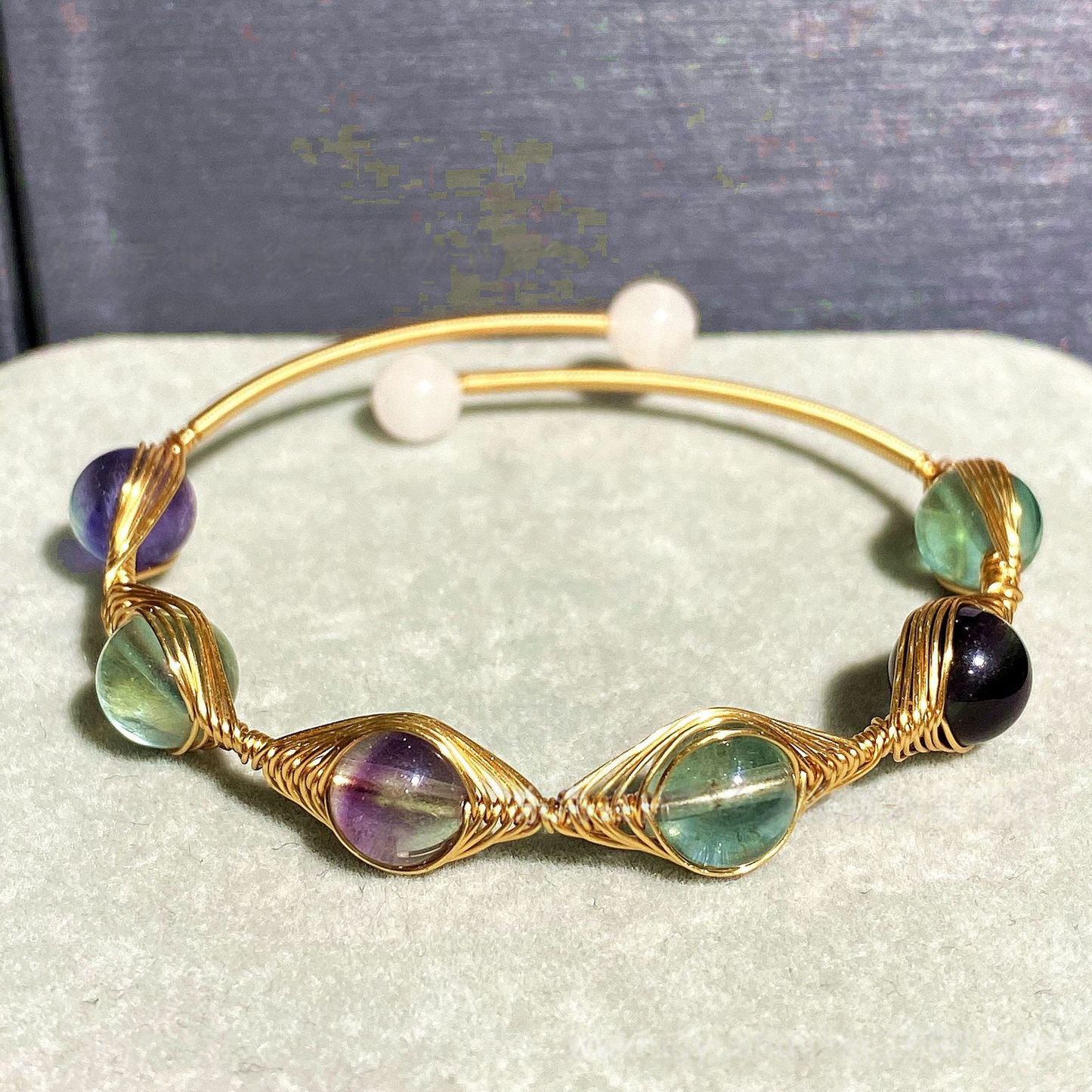 Fluorite Wire Wrapped Cuff Bracelet