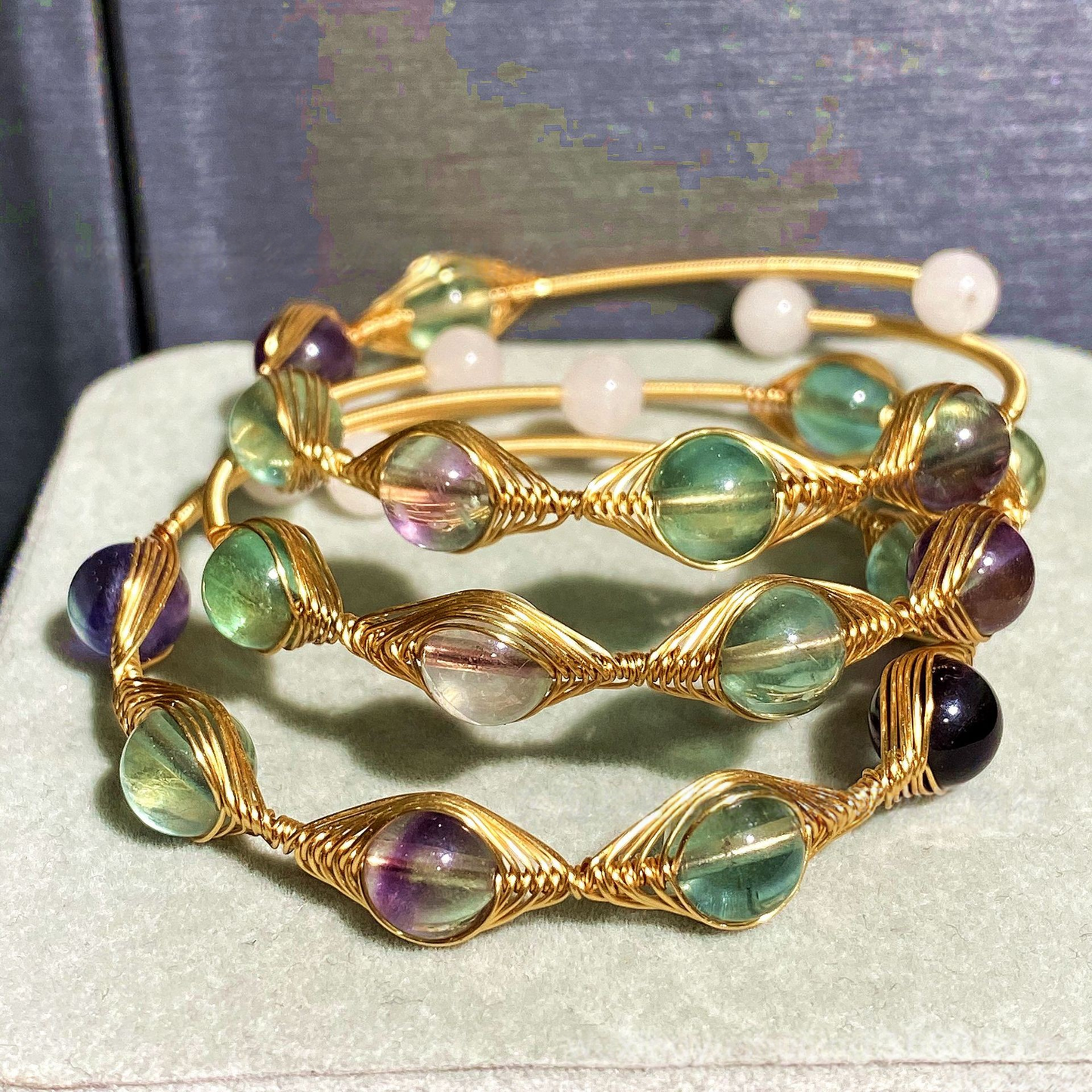 Fluorite Wire Wrapped Cuff Bracelet