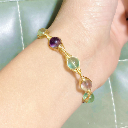 Fluorite Wire Wrapped Cuff Bracelet