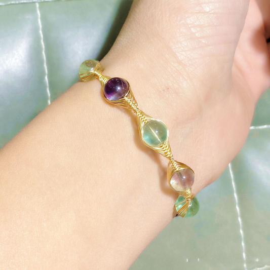 Fluorite Wire Wrapped Cuff Bracelet