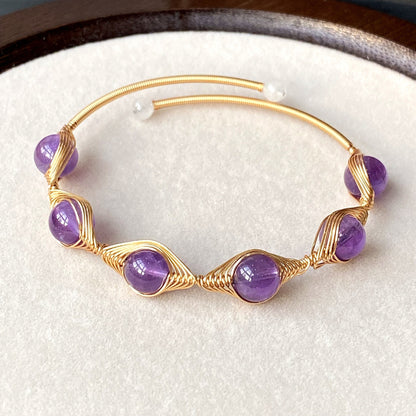 Amethyst Wire Wrapped Cuff Bracelet