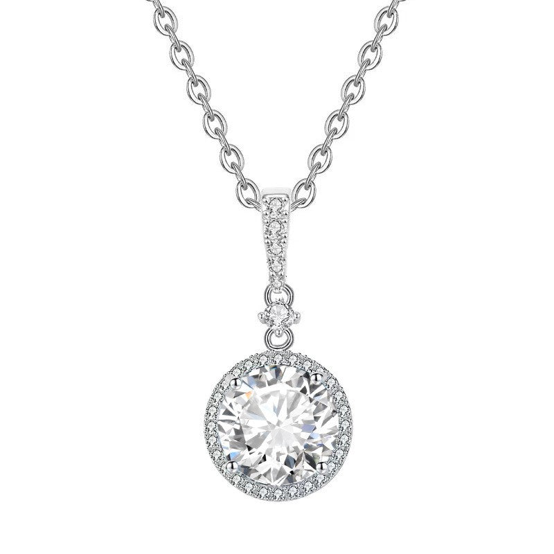 Clear Quartz Round Necklace (925 Sterling Silver)