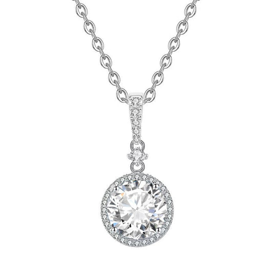 Clear Quartz Round Necklace (925 Sterling Silver)