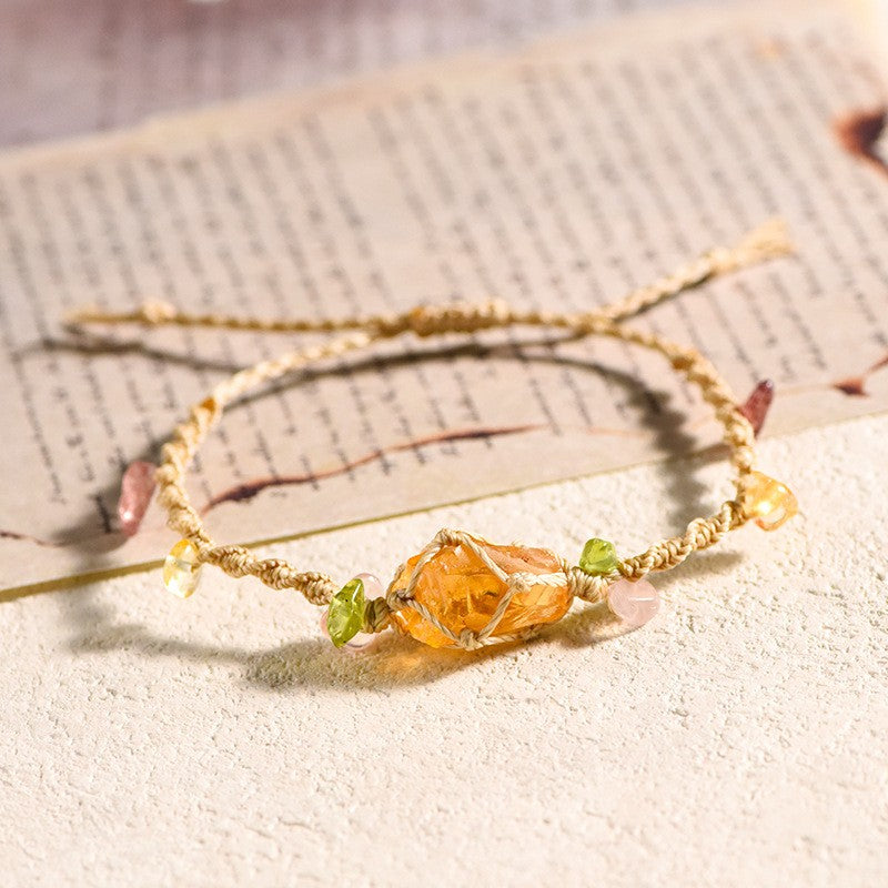 Raw Citrine Handwoven Bracelet