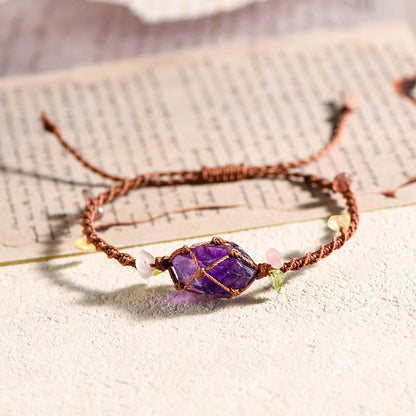 Raw Amethyst Handwoven Bracelet