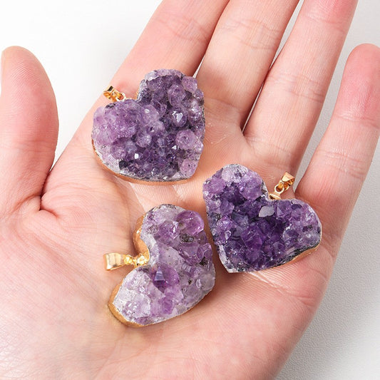 Amethyst Cluster Heart Necklace