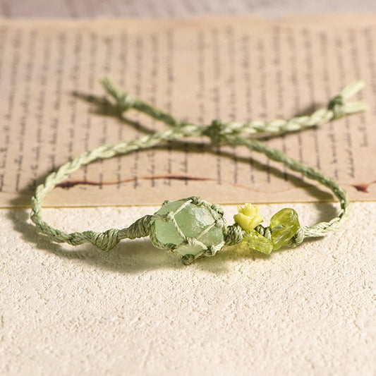 Raw Fluorite Bracelet with Flower Charm