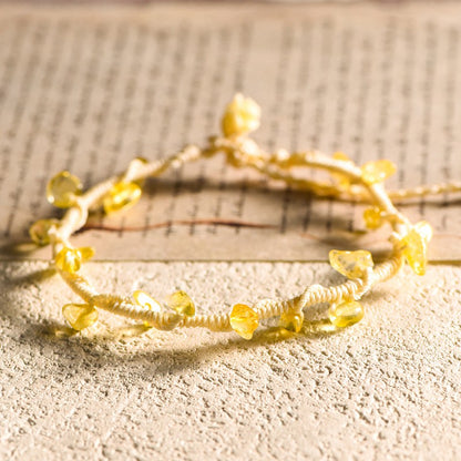 Citrine Chip Handwoven Bracelet