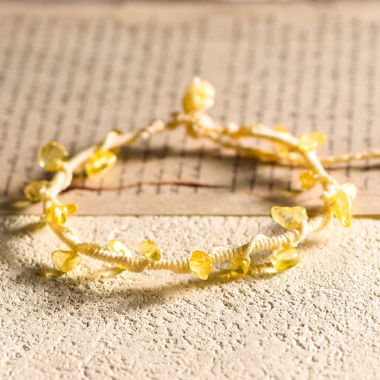 Citrine Chip Handwoven Bracelet