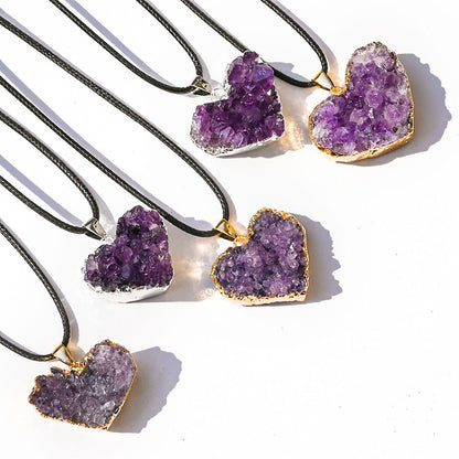 Amethyst Cluster Heart Necklace