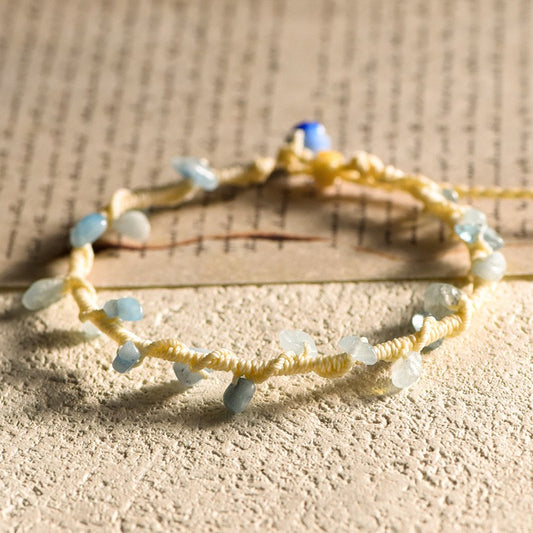 Aquamarine Chip Handwoven Bracelet