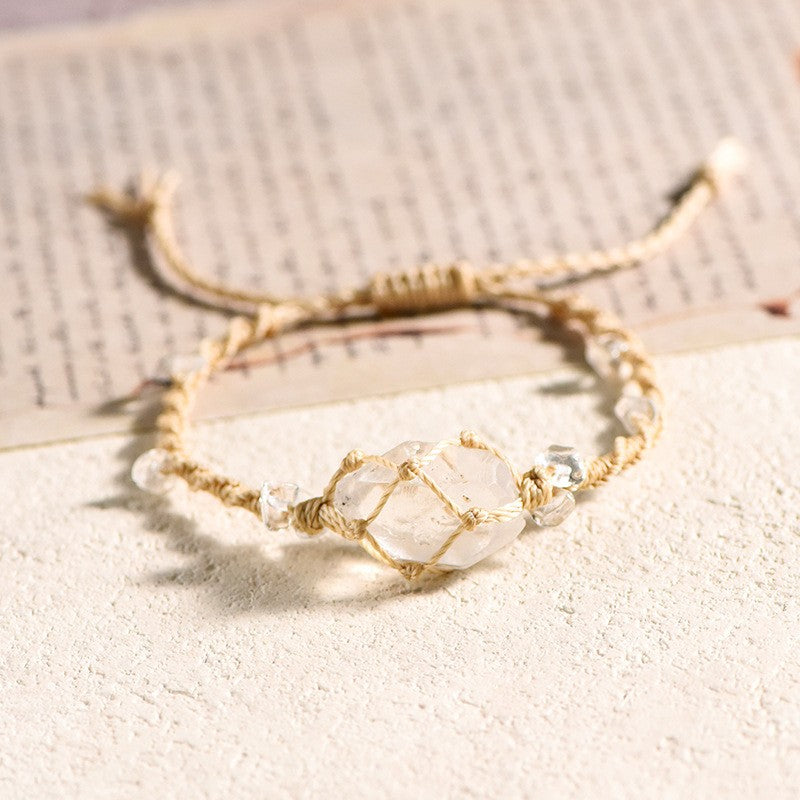 Raw Clear Quartz Handwoven Bracelet