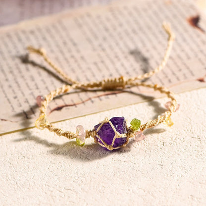 Raw Amethyst Handwoven Bracelet