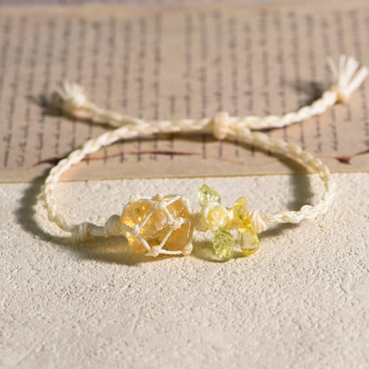 Raw Citrine Bracelet with Flower Charm