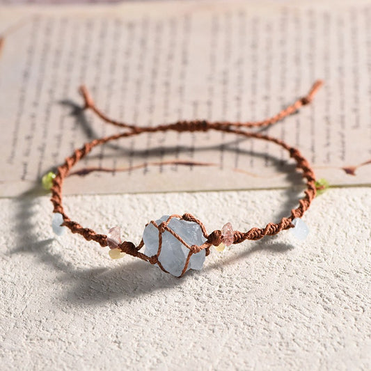 Raw Celestite Handwoven Bracelet