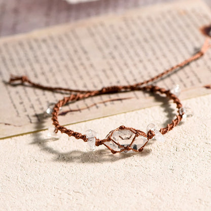 Raw Clear Quartz Handwoven Bracelet