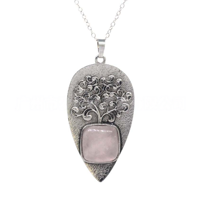 Rose Quartz Tree of Life Necklace