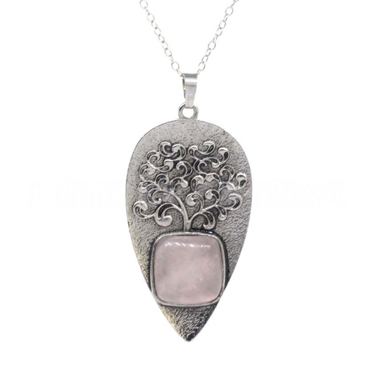 Rose Quartz Tree of Life Necklace