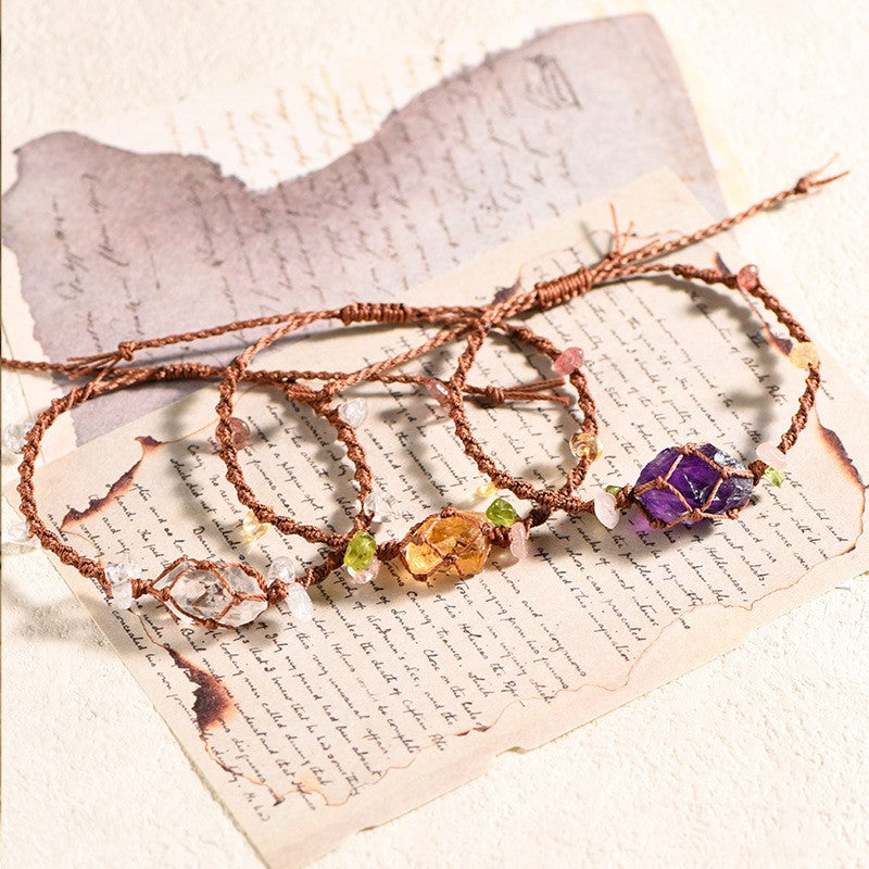Raw Amethyst Handwoven Bracelet