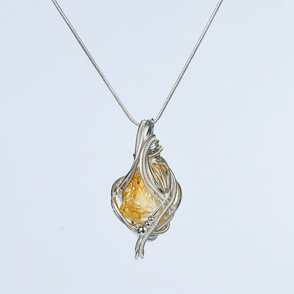 Raw Citrine Hand Wrapped Necklace