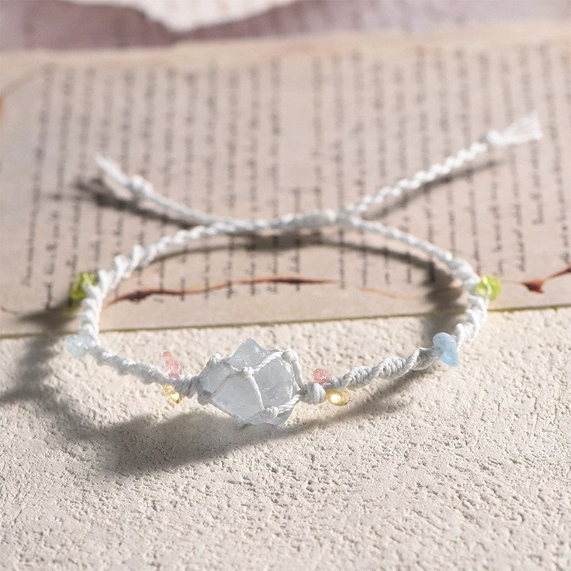 Raw Celestite Handwoven Bracelet