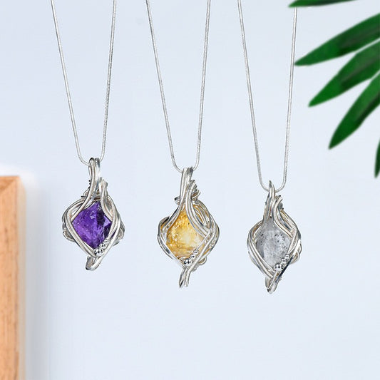 Herkimer-Style Quartz Hand Wrapped Necklace
