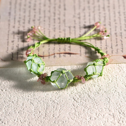 Triple Raw Fluorite Handwoven Bracelet