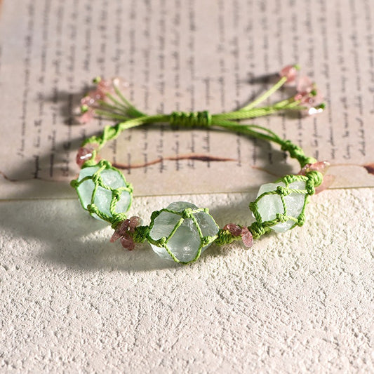 Triple Raw Fluorite Handwoven Bracelet