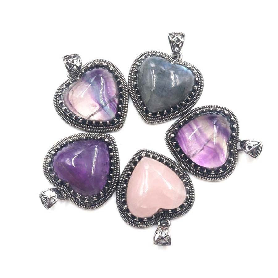 Rose Quartz Vintage Heart Necklace