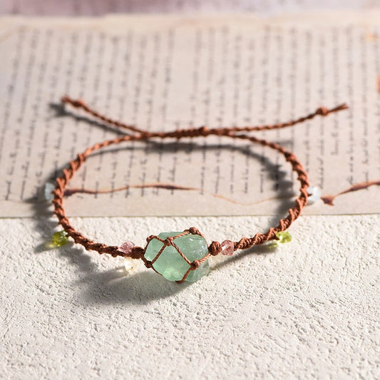 Raw Fluorite Handwoven Bracelet