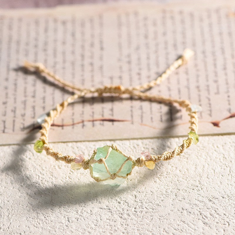 Raw Fluorite Handwoven Bracelet