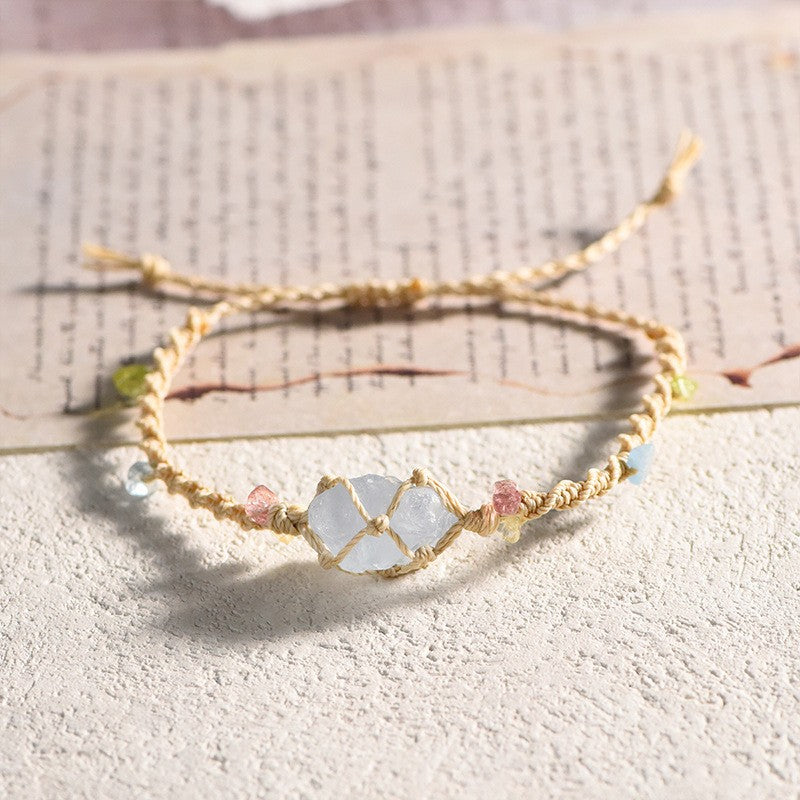 Raw Celestite Handwoven Bracelet