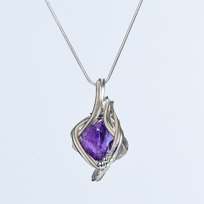 Raw Amethyst Hand-Wrapped Necklace