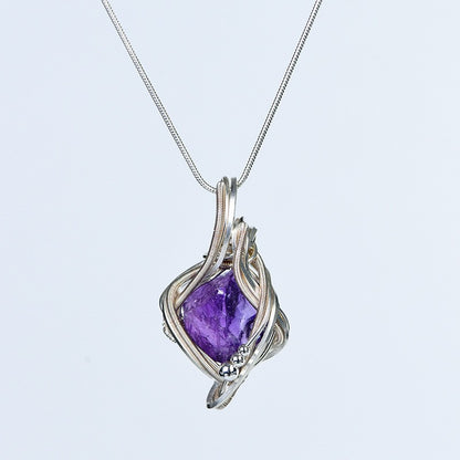 Raw Amethyst Hand-Wrapped Necklace