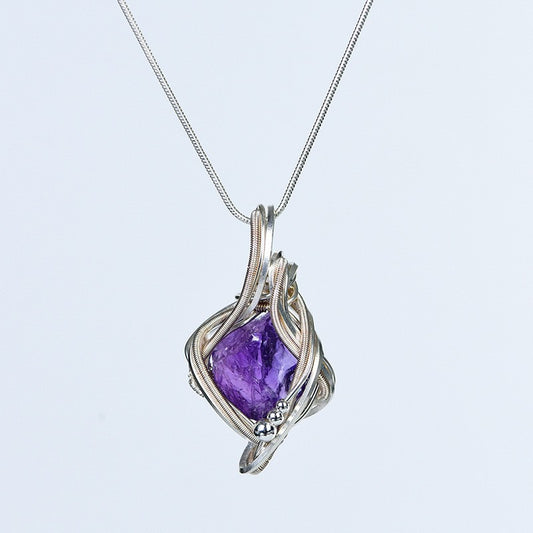 Raw Amethyst Hand-Wrapped Necklace