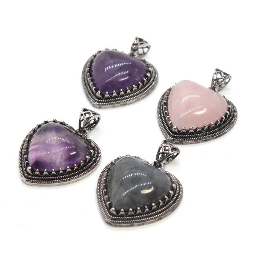 Rose Quartz Vintage Heart Necklace