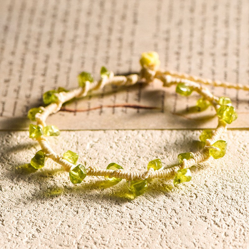 Peridot Chip Handwoven Bracelet