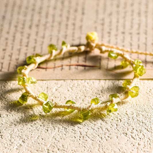 Peridot Chip Handwoven Bracelet