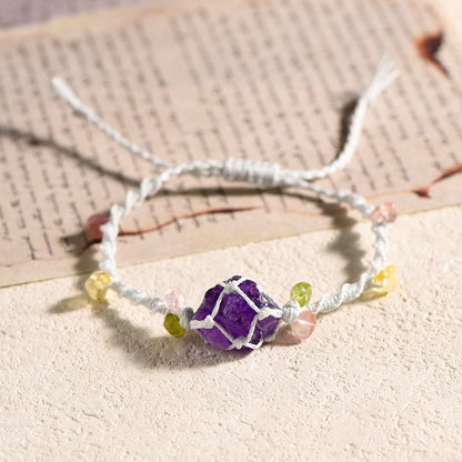 Raw Amethyst Handwoven Bracelet