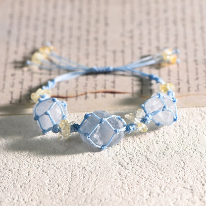 Triple Raw Celestite Handwoven Bracelet