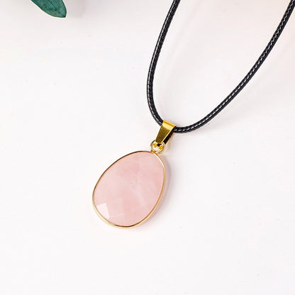 Rose Quartz Faceted Oval Necklace